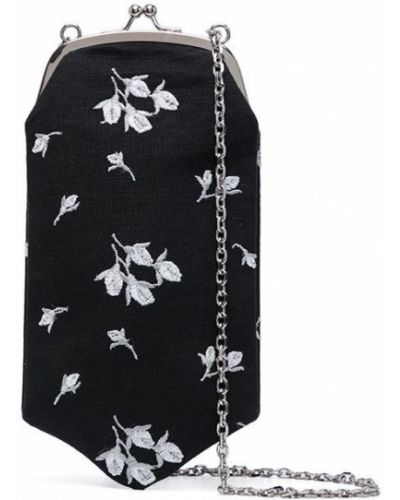 Bolsa con bordado de flores Erdem negro