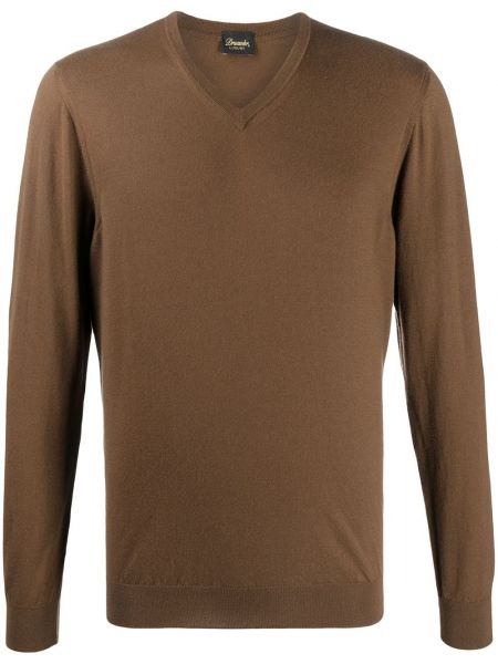 Jersey con escote v de tela jersey Drumohr marrón