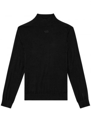 Вълнен пуловер бродиран Diesel черно