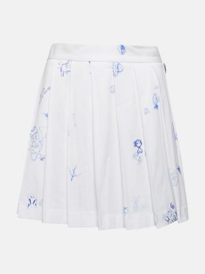 Плиссированная хлопковая юбка мини с принтом Vetements белая