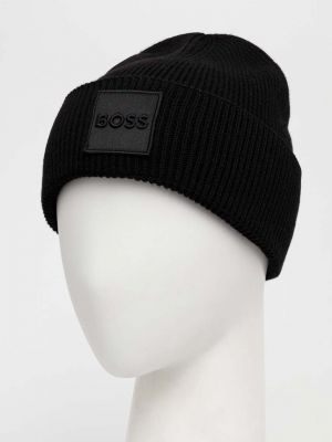 Dzianinowa czapka Boss czarna