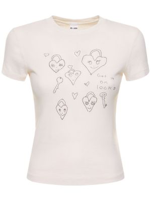 Памучна тениска с принт Re/done бяло