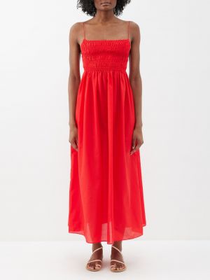 Платье миди из вуали с присборенными краями Matteau красный