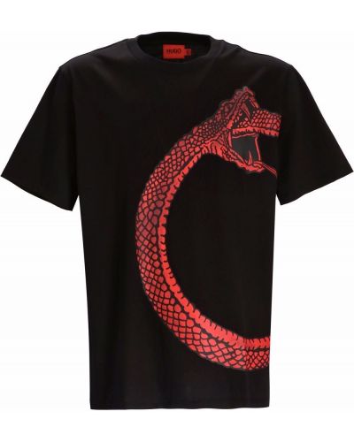 Camiseta de estampado de serpiente Hugo negro