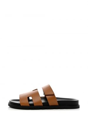 Slides en cuir Hermès Pre-owned marron
