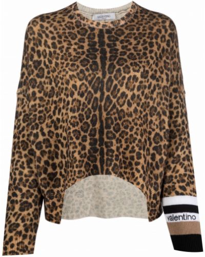 Jersey con estampado leopardo de tela jersey Valentino marrón