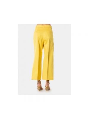 Pantalones chinos de lino de algodón Max Mara Weekend amarillo