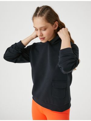 Modalinis džemperis su gobtuvu su kišenėmis Koton juoda