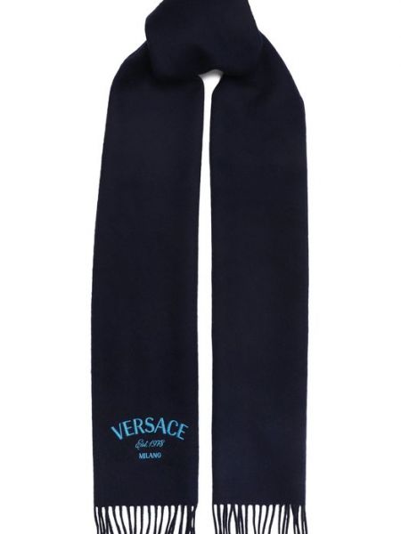 Шерстяной шарф Versace синий
