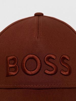 Pamučna kapa Boss smeđa