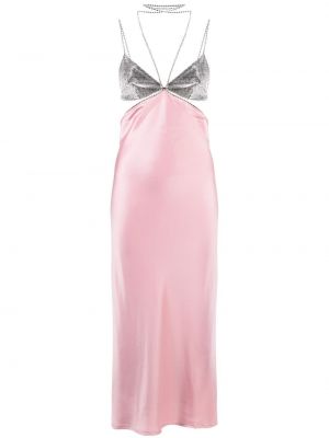 Коктейлна рокля с кристали Dodo Bar Or розово