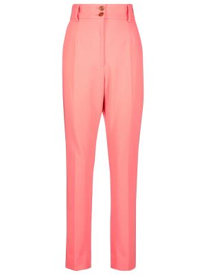 Plisované slim fit rovné nohavice s vysokým pásom Dolce&gabbana ružová