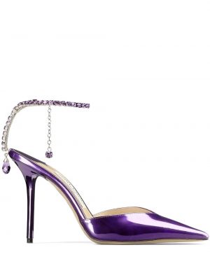 Pantofi cu toc de cristal Jimmy Choo violet