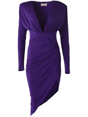 Rochie de cocktail cu decolteu în v drapată Alexandre Vauthier violet