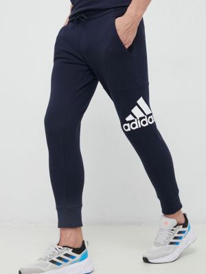 Pantaloni sport din bumbac Adidas albastru