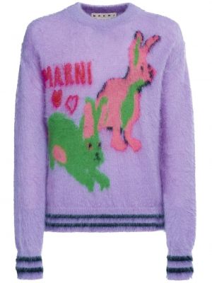 Пуловер с принт Marni виолетово