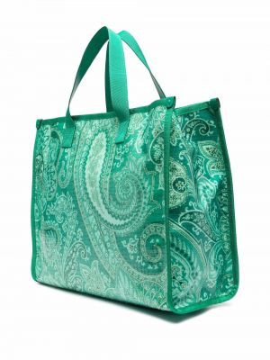 Shopper kabelka s potiskem s paisley potiskem Etro zelená