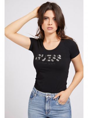 Koszulka z cekinami Guess czarna