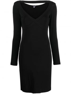 Φόρεμα με στενή εφαρμογή με λαιμόκοψη v Versace Pre-owned μαύρο