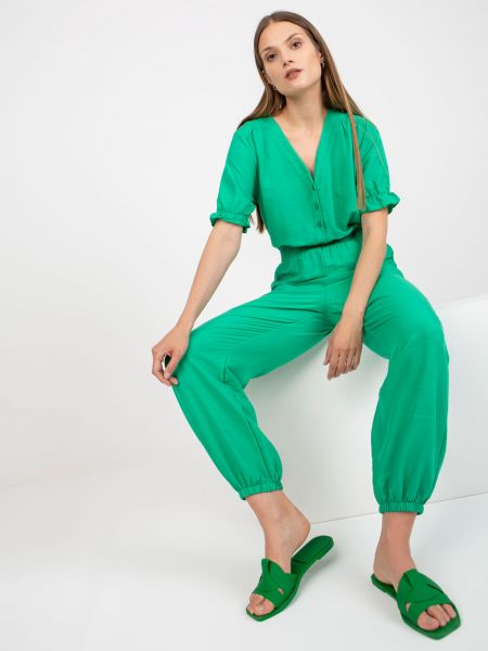 Overal s krátkymi rukávmi Fashionhunters zelená
