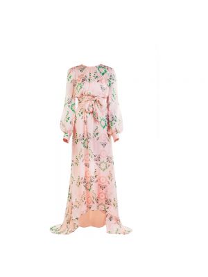Sukienka długa w kwiatki Ermanno Scervino różowa