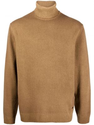 Sweter wełniany Woolrich brązowy
