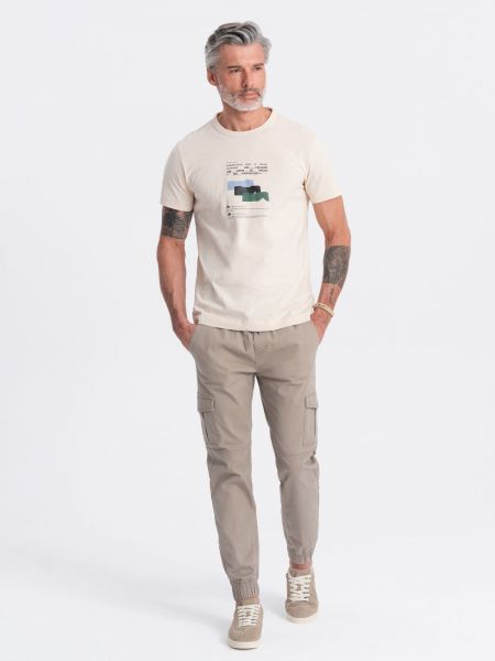 „cargo“ stiliaus kelnės su kišenėmis Ombre smėlinė