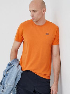 Памучна тениска с дълъг ръкав с апликация La Martina оранжево