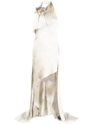 Asymetrické kvetinové koktejlkové šaty Coperni sivá