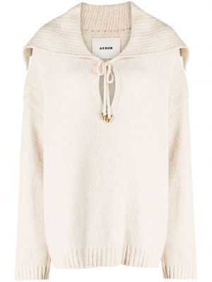 Oversize пуловер с перли Aeron бяло