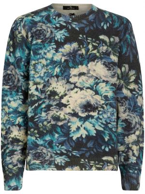 Vilnas džemperis ar ziediem ar apdruku Etro zils