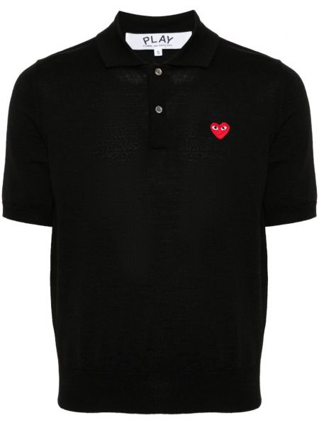 Polo marškinėliai su širdelėmis Comme Des Garçons Play juoda