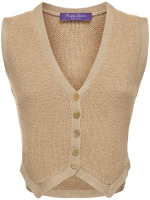 Chaleco de seda de tweed Ralph Lauren Collection beige