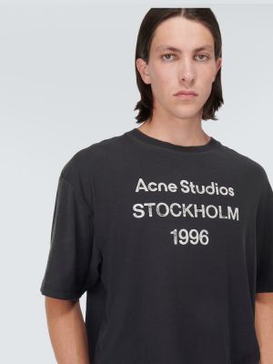 Koszulka bawełniana z nadrukiem Acne Studios czarna