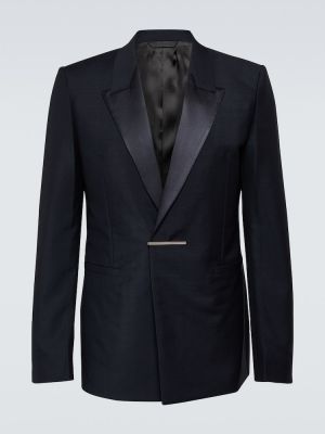 Slim fit volneni blazer iz moherja Givenchy modra