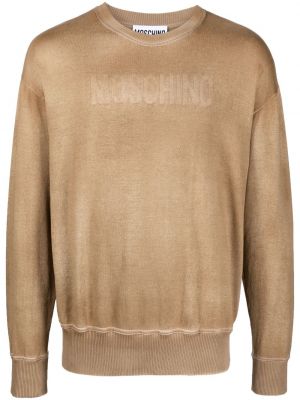 Плетен пуловер Moschino кафяво