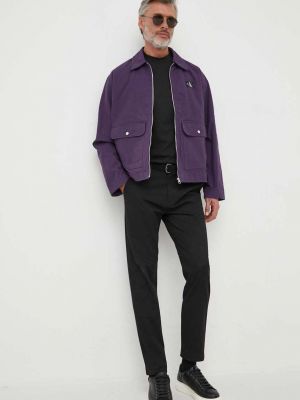 Коротка куртка оверсайз Calvin Klein Jeans фіолетова