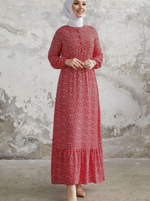 Sukienka z wiskozy w kwiatki Instyle czerwona