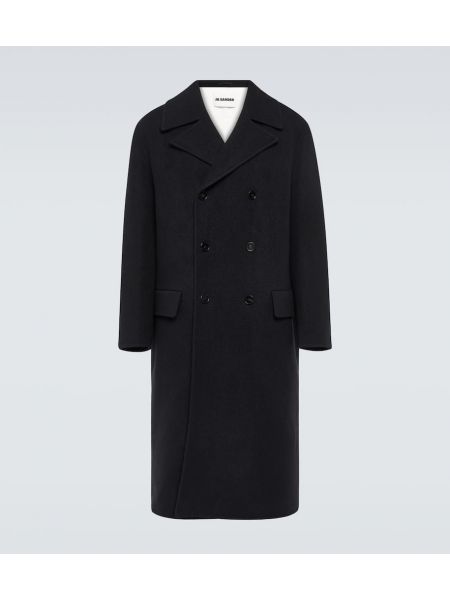 Oversized vlnený dvojradový kabát Jil Sander čierna