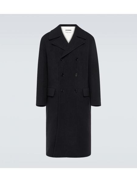 Oversize woll zweireihiger mantel Jil Sander schwarz