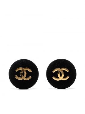 Pendientes oversized Chanel Pre-owned negro