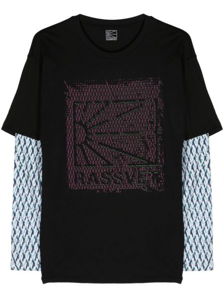 Βαμβακερή μπλούζα από διχτυωτό παραλλαγής Rassvet μαύρο