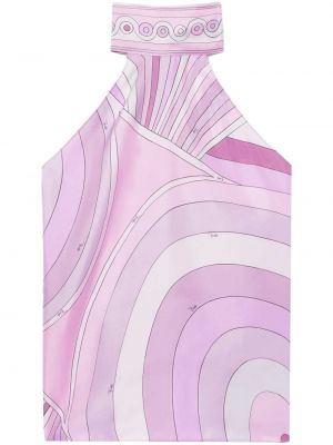 Hedvábný top s potiskem s abstraktním vzorem Pucci růžový