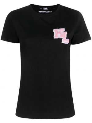 Kokvilnas t-krekls Karl Lagerfeld melns