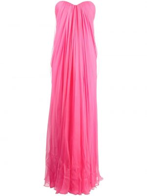 Šifonové dlouhé šaty Alexander Mcqueen ružová
