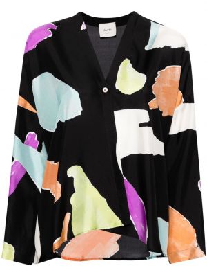 Копринена блуза с абстрактен десен Alysi черно