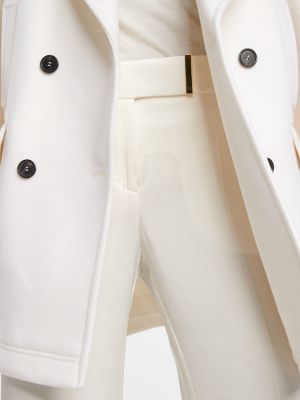 Krótki płaszcz wełniany z kaszmiru Tom Ford biały