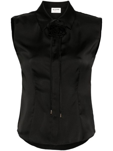 Φλοράλ σατέν πουκάμισο Blugirl μαύρο