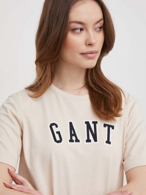 Памучна тениска Gant бежово