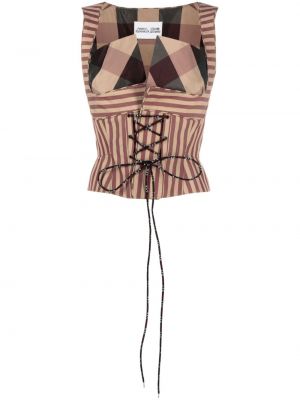 Pruhovaná šnurovacia vesta s potlačou Vivienne Westwood